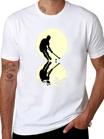Hockey Player Reflection Graphic Tee - Black