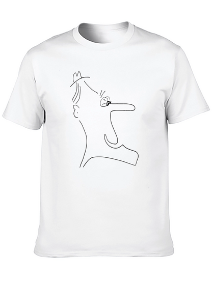 Abstract Man Line Art Black T-Shirt