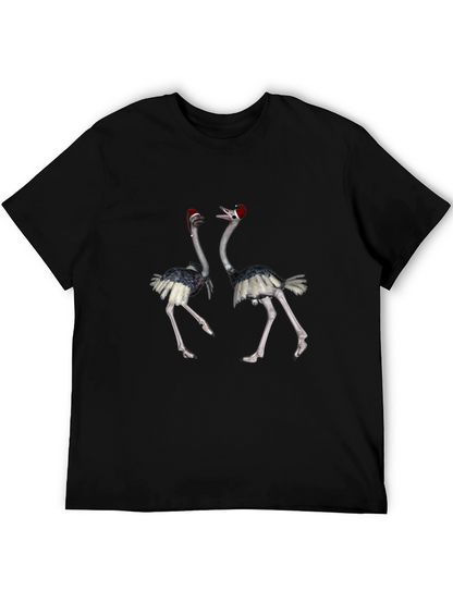 Ostrich Santa Hat Black T-Shirt