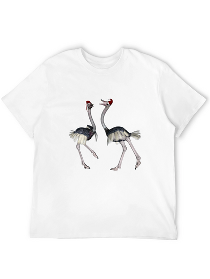 Ostrich Santa Hat Black T-Shirt