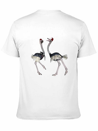 Ostrich Santa Hat Black T-Shirt