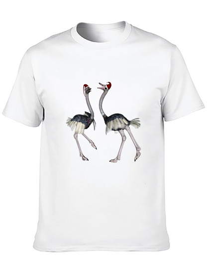 Ostrich Santa Hat Black T-Shirt
