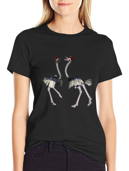 Ostrich Santa Hat Black T-Shirt