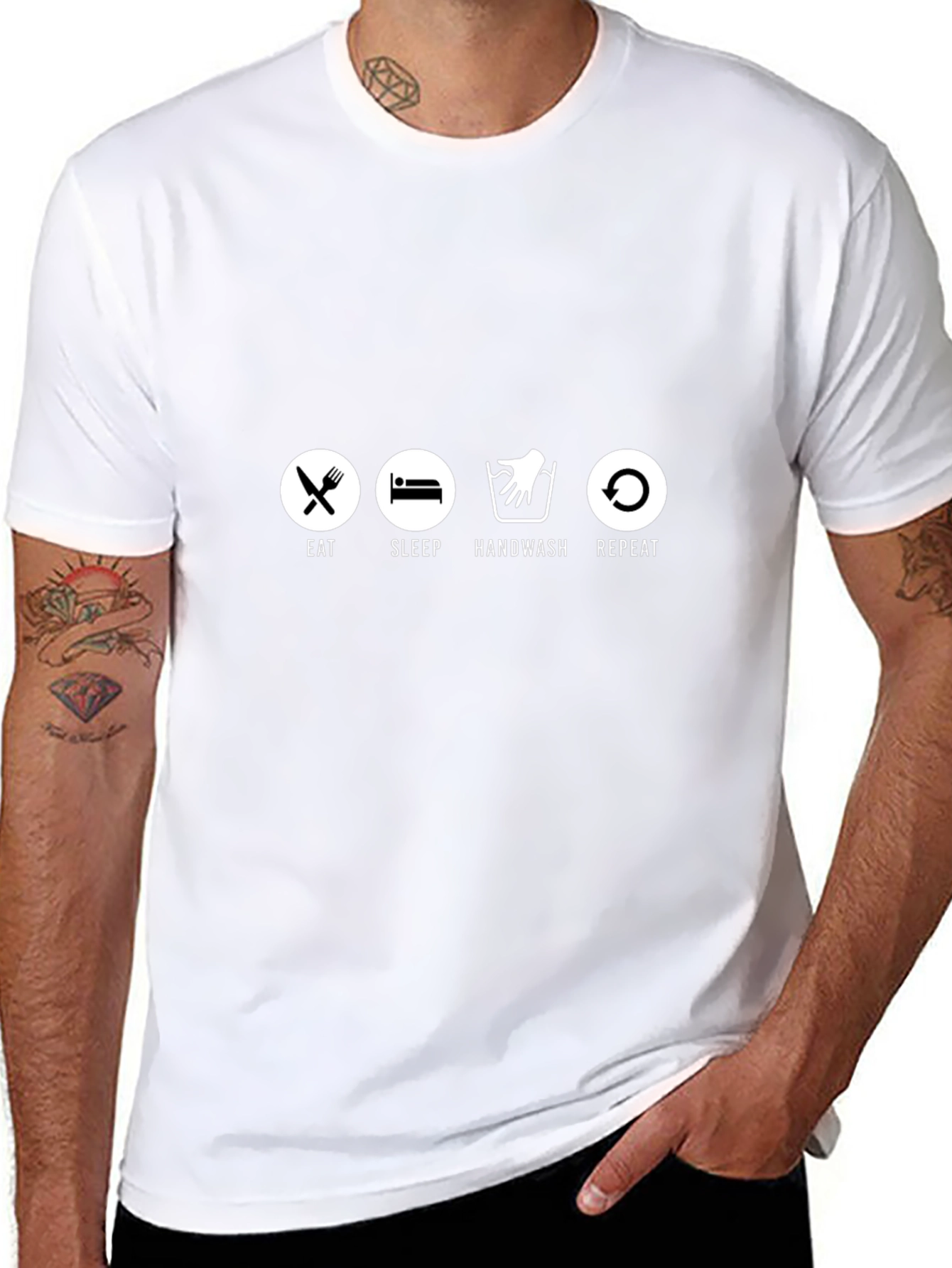 Eat Sleep Handwash Repeat Graphic Tee