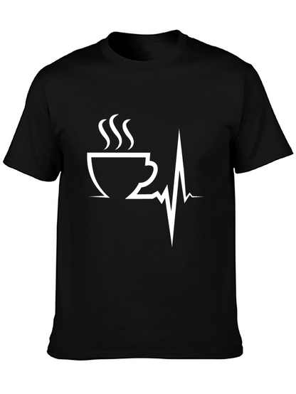 Coffee Heartbeat Graphic Tee - Caffeine Lover T-Shirt