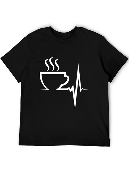 Coffee Heartbeat Graphic Tee - Caffeine Lover T-Shirt
