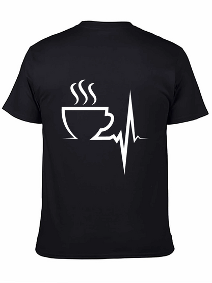 Coffee Heartbeat Graphic Tee - Caffeine Lover T-Shirt