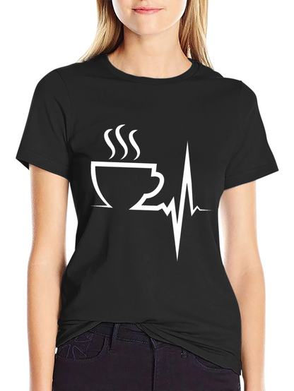 Coffee Heartbeat Graphic Tee - Caffeine Lover T-Shirt