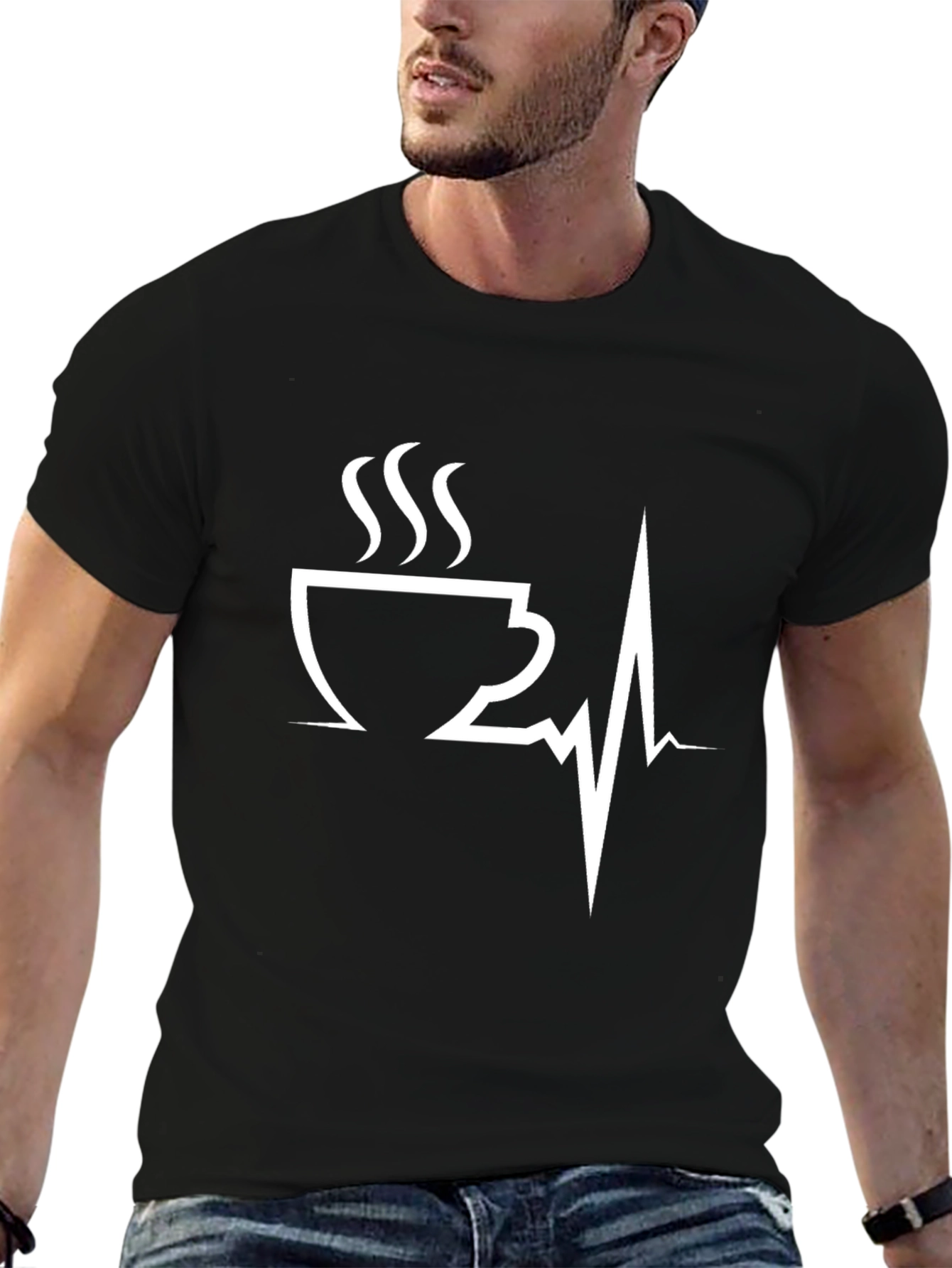 Coffee Heartbeat Graphic Tee - Caffeine Lover T-Shirt