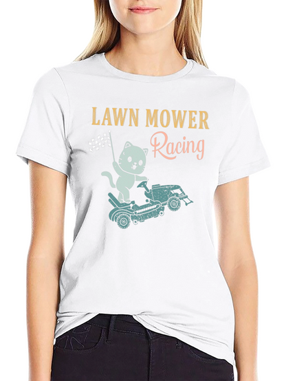 Lawn Mower Racing T-Shirt - Cat Theme