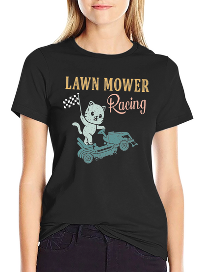 Lawn Mower Racing T-Shirt - Cat Theme