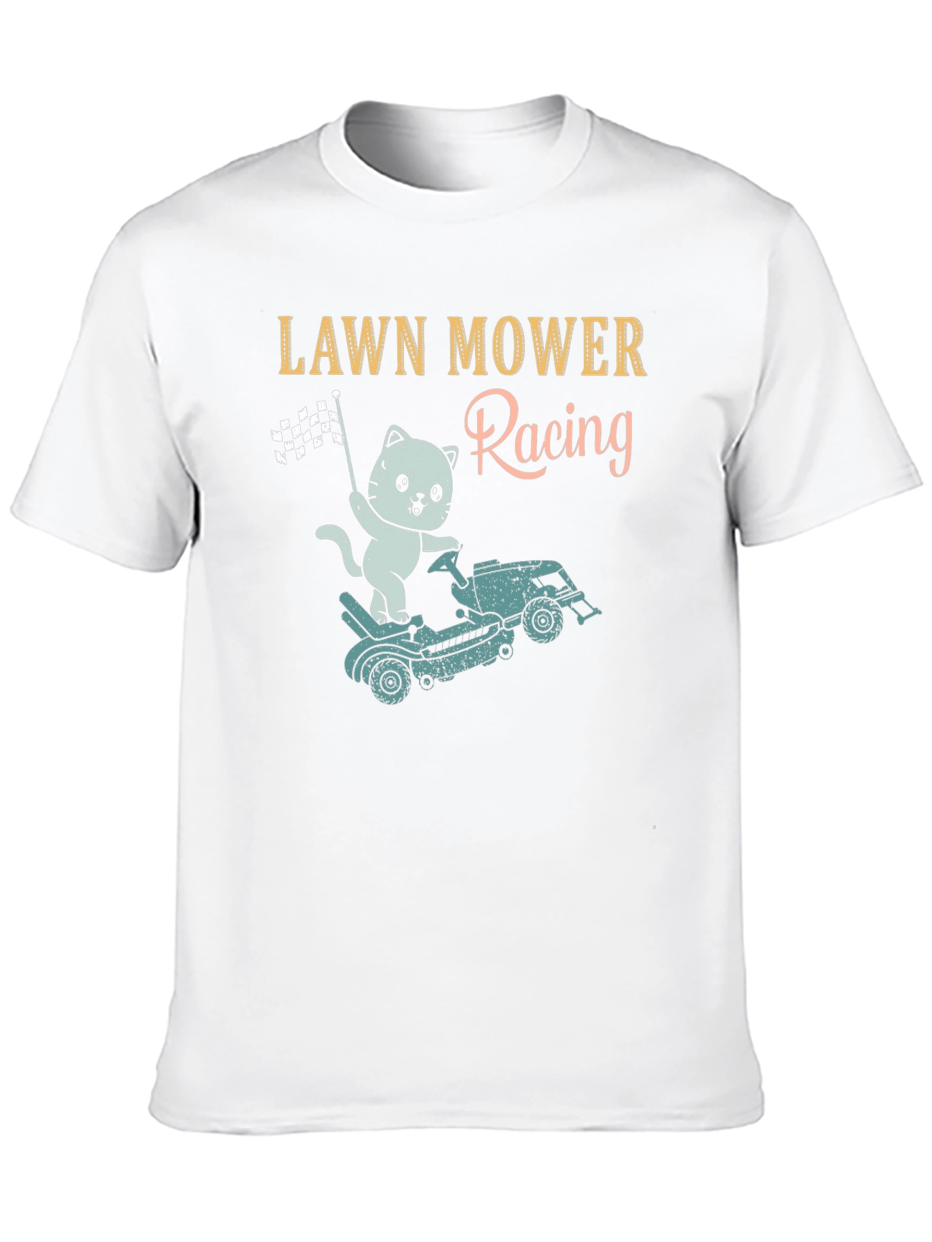 Lawn Mower Racing T-Shirt - Cat Theme