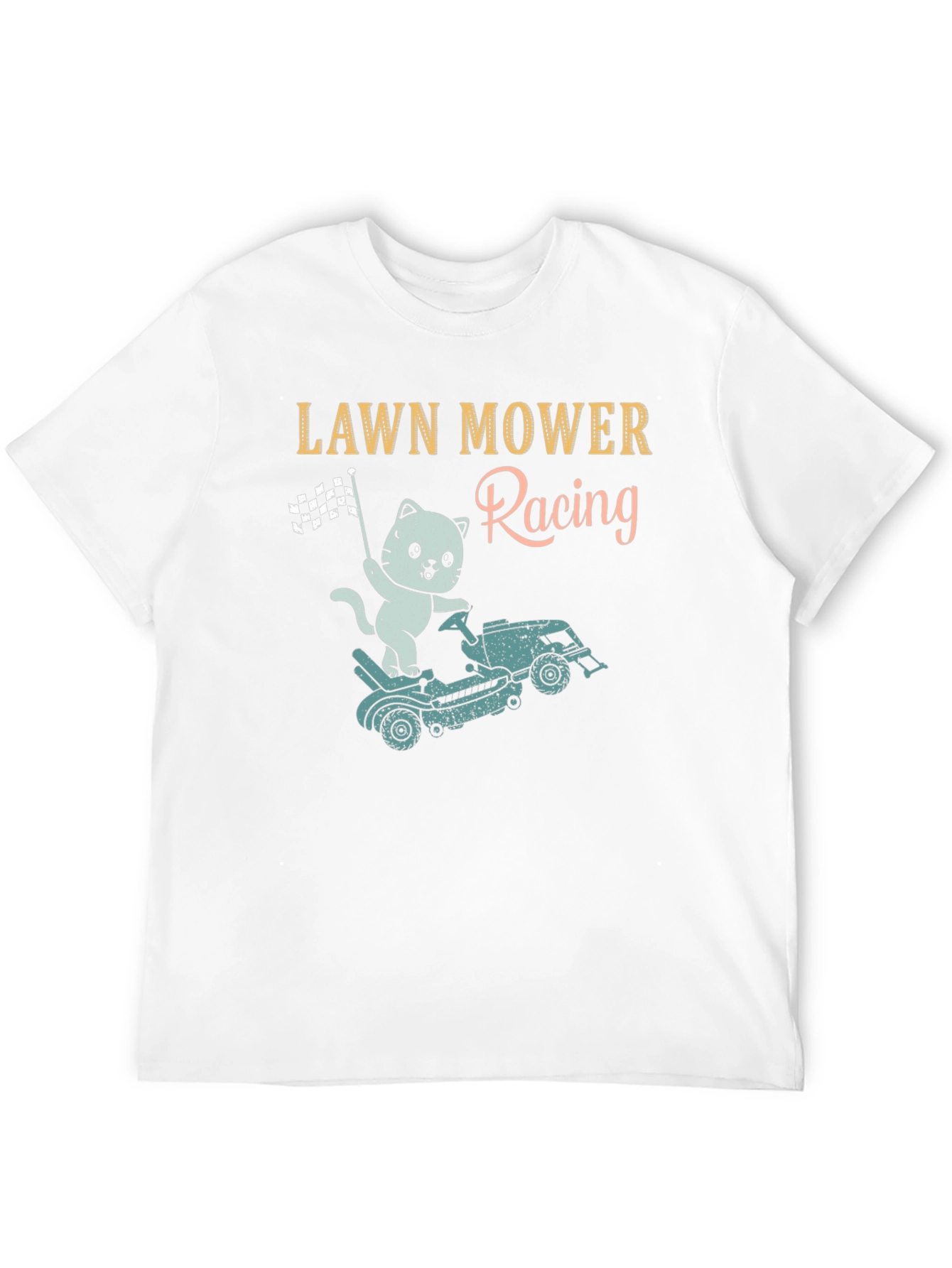 Lawn Mower Racing T-Shirt - Cat Theme
