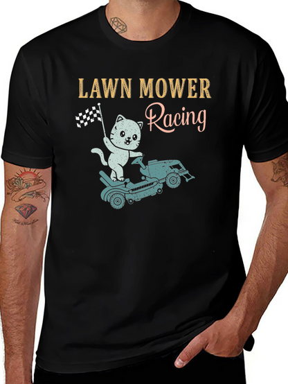 Lawn Mower Racing T-Shirt - Cat Theme