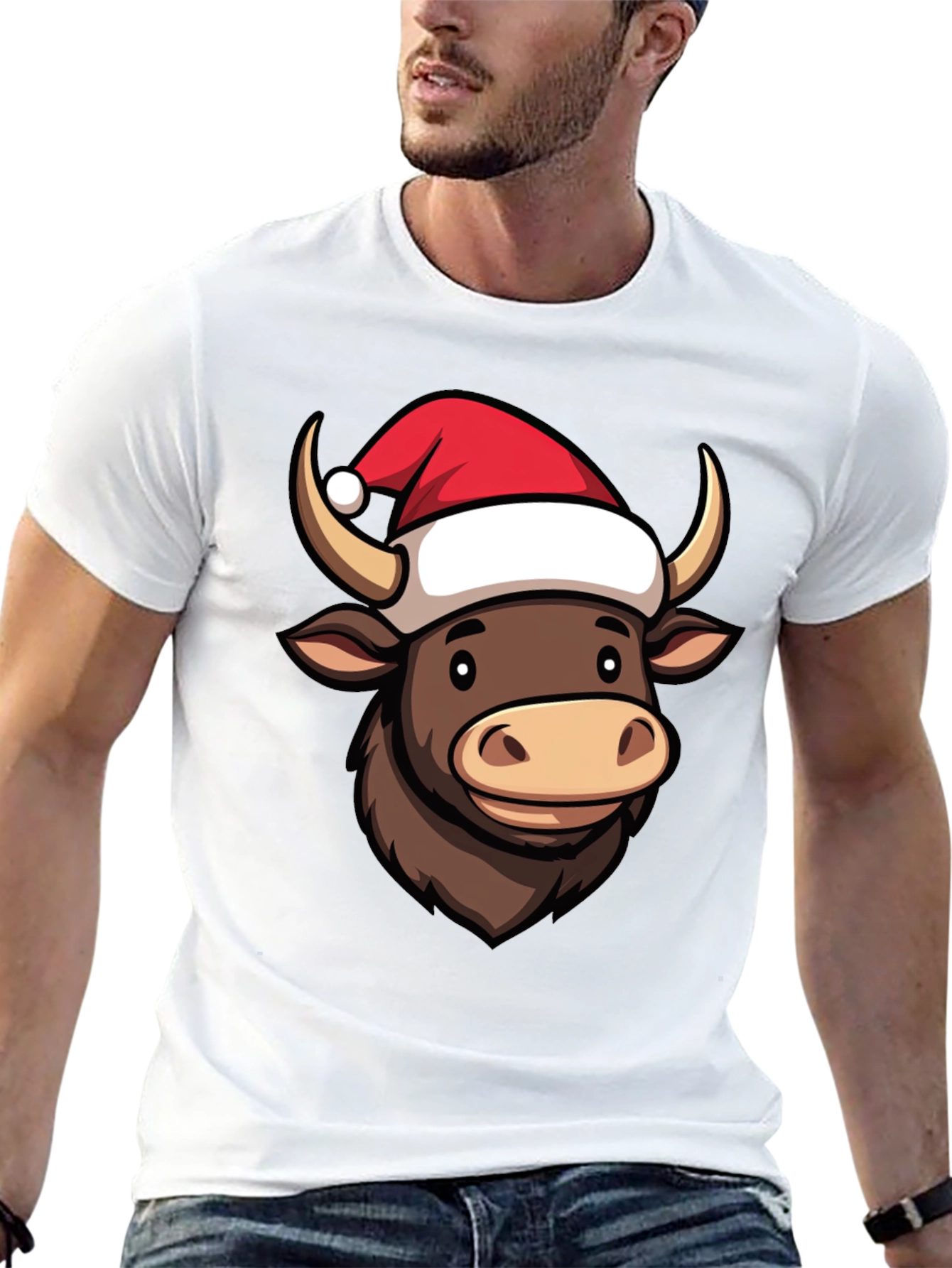Festive Bull T-Shirt: Holiday Cheer