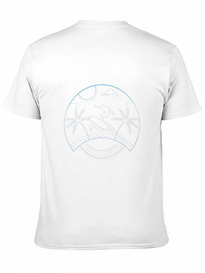 Surfing Palm Tree Graphic Tee - Black