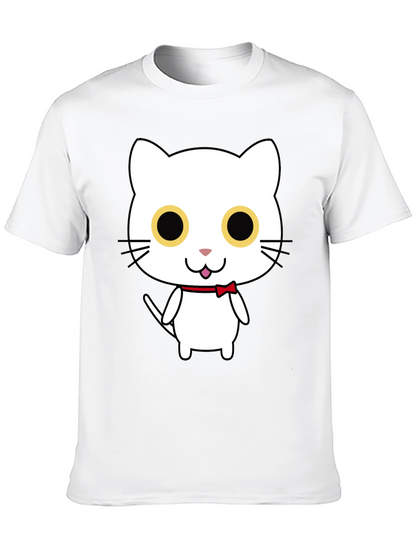 Cute Cartoon Cat Graphic Black T-Shirt