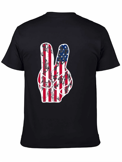 American Flag Peace Sign Graphic T-Shirt