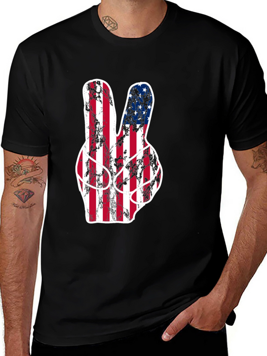 American Flag Peace Sign Graphic T-Shirt