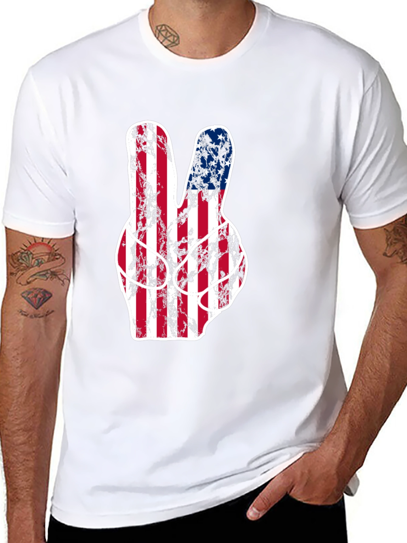American Flag Peace Sign Graphic T-Shirt