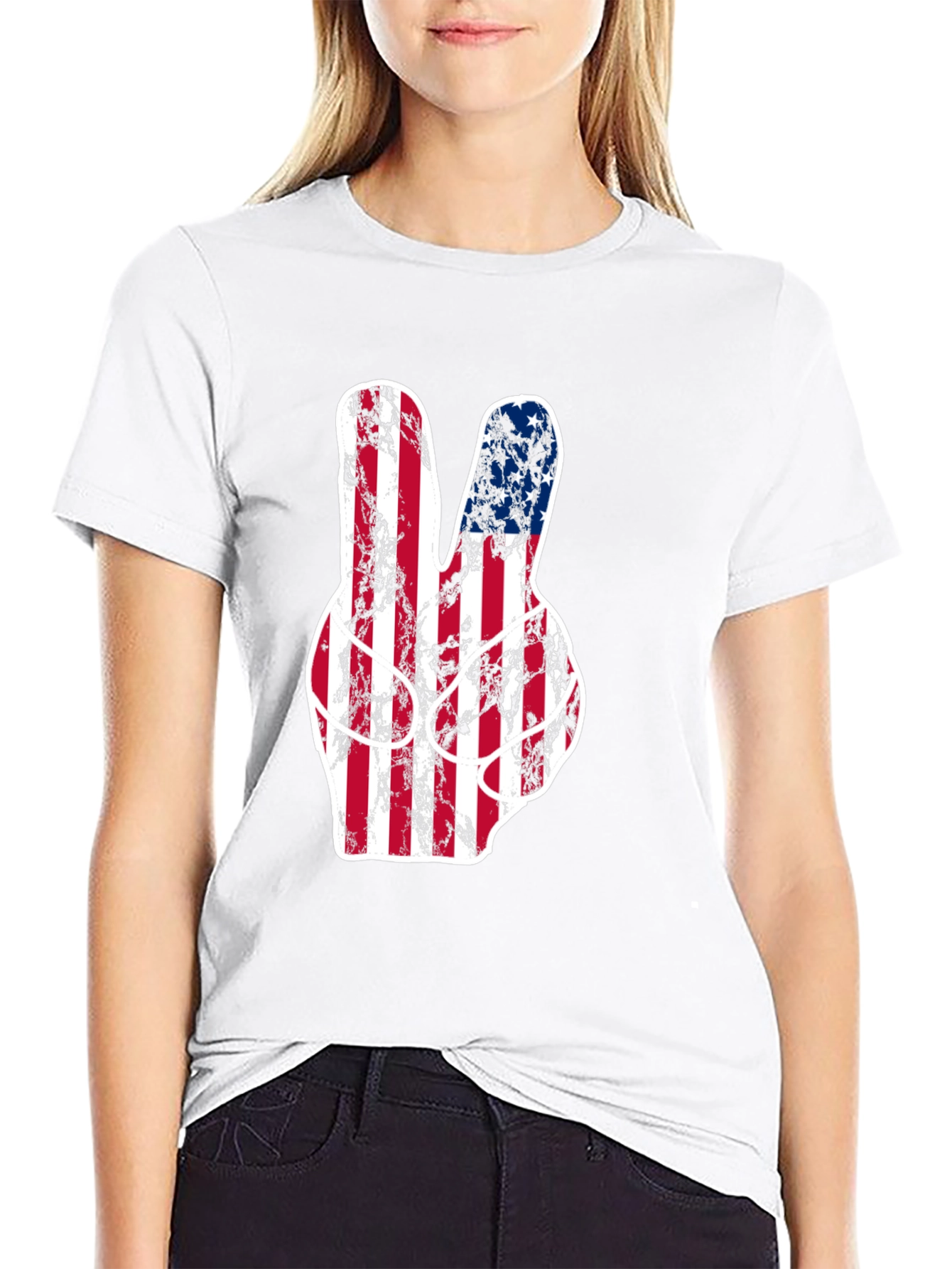 American Flag Peace Sign Graphic T-Shirt