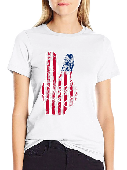 American Flag Peace Sign Graphic T-Shirt