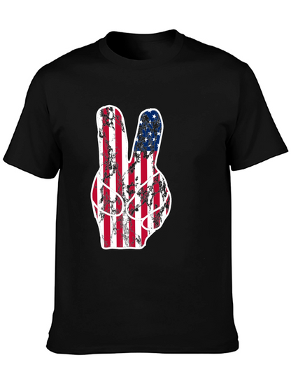 American Flag Peace Sign Graphic T-Shirt