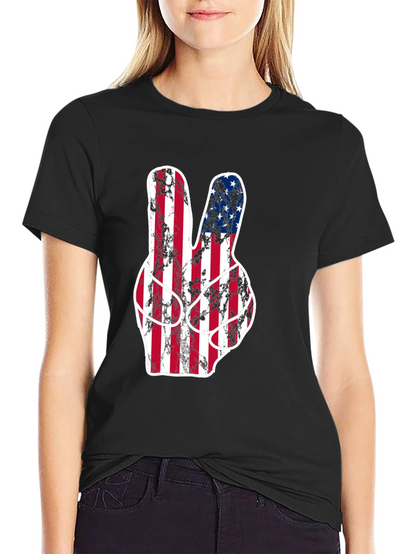American Flag Peace Sign Graphic T-Shirt