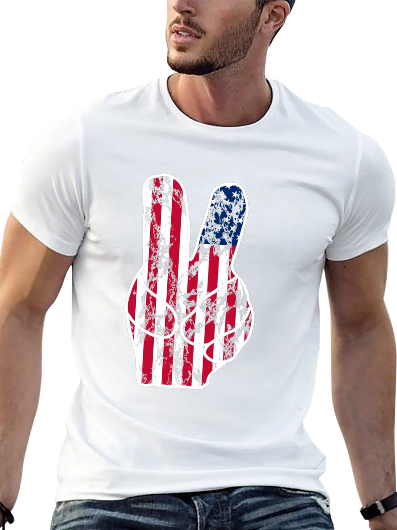 American Flag Peace Sign Graphic T-Shirt