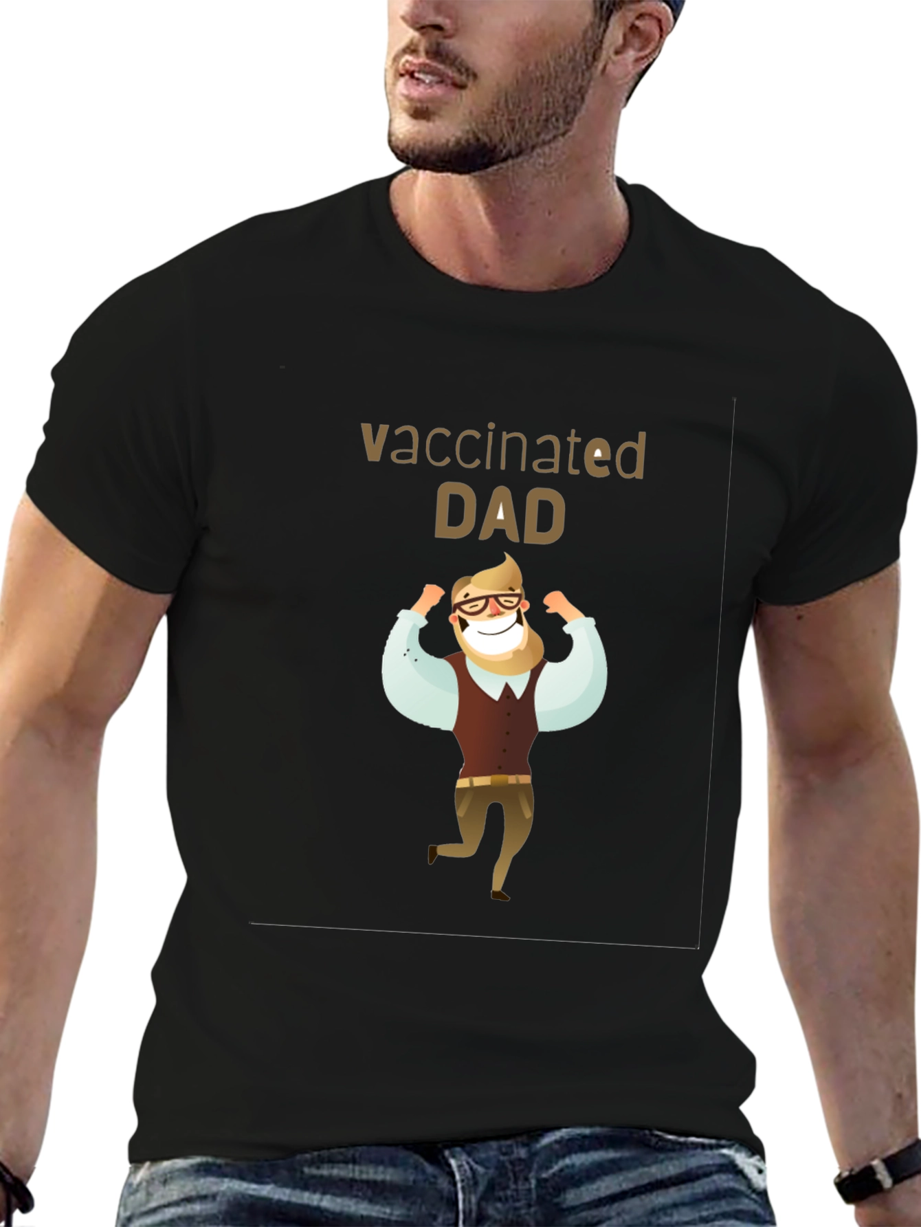 Vaccinated Dad T-Shirt - Black