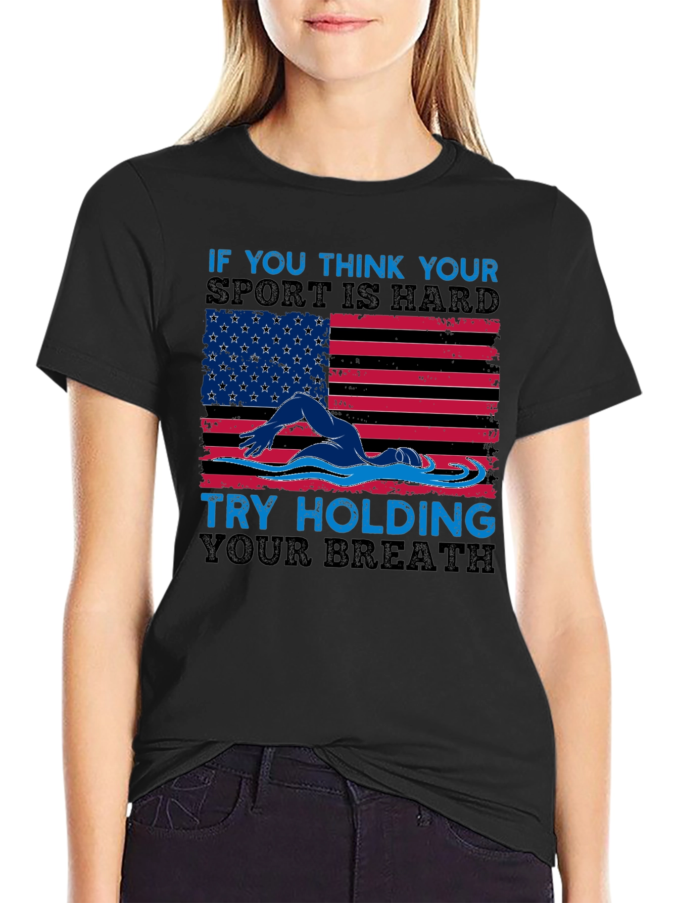 USA Flag Swimming T-Shirt - Hold Your Breath!