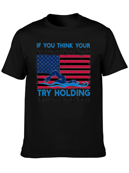 USA Flag Swimming T-Shirt - Hold Your Breath!