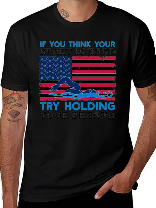 USA Flag Swimming T-Shirt - Hold Your Breath!