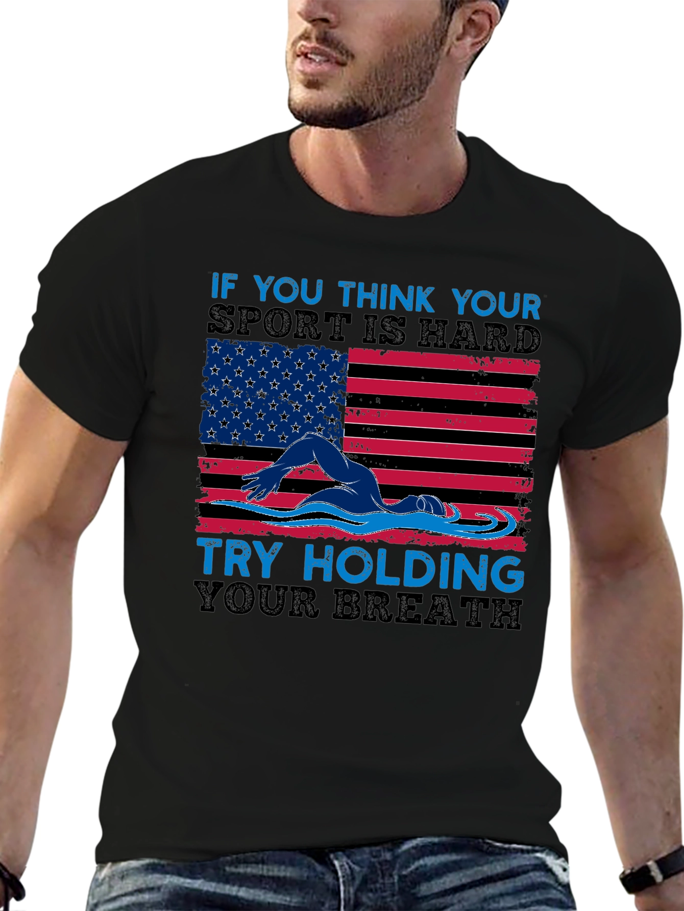 USA Flag Swimming T-Shirt - Hold Your Breath!