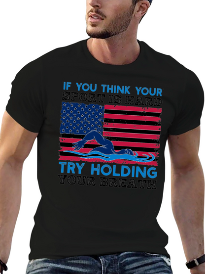USA Flag Swimming T-Shirt - Hold Your Breath!