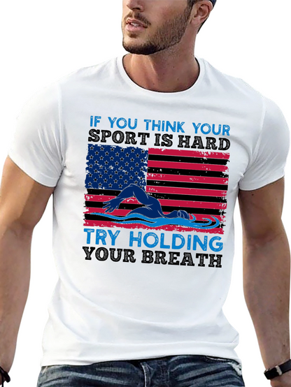 USA Flag Swimming T-Shirt - Hold Your Breath!