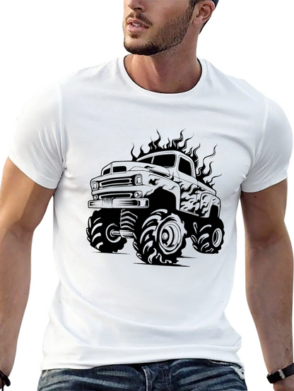 Monster Truck Graphic Tee - Black Cotton Shirt