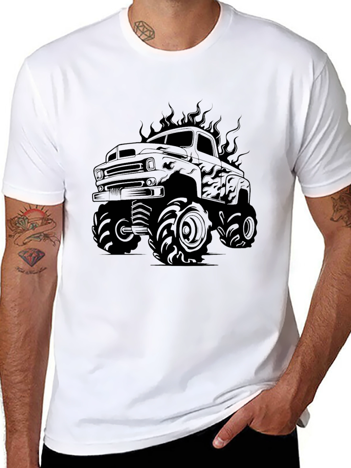 Monster Truck Graphic Tee - Black Cotton Shirt