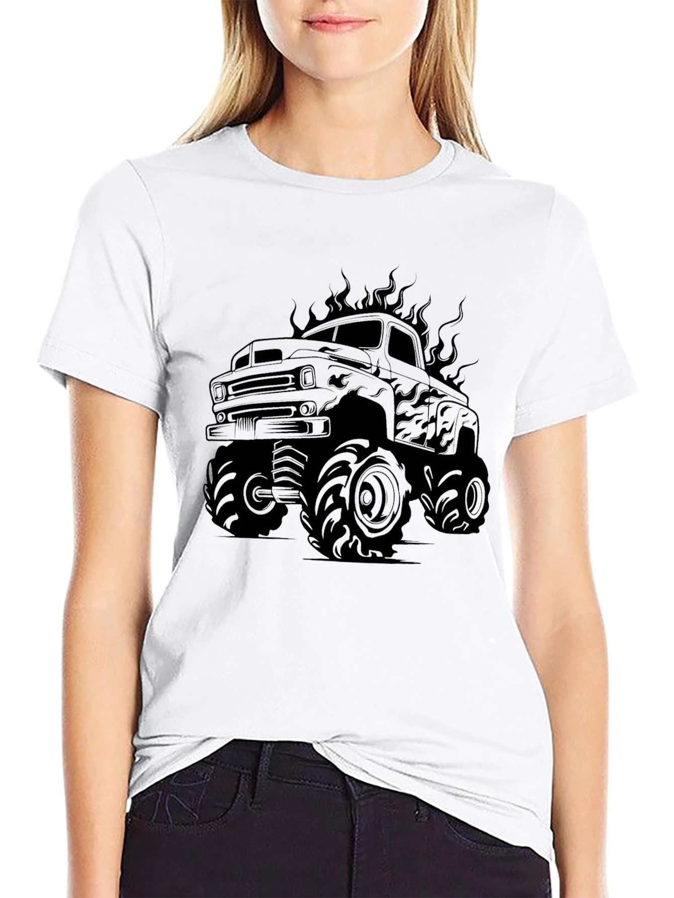 Monster Truck Graphic Tee - Black Cotton Shirt