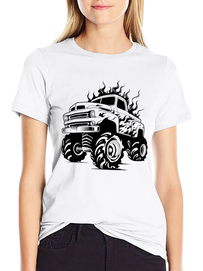 Monster Truck Graphic Tee - Black Cotton Shirt