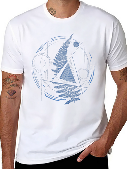 Geometric Fern Graphic Print Mens T-Shirt