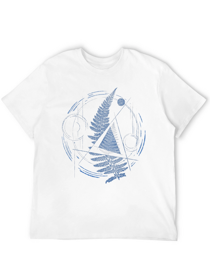 Geometric Fern Graphic Print Mens T-Shirt