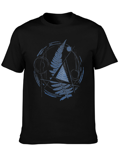 Geometric Fern Graphic Print Mens T-Shirt