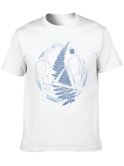 Geometric Fern Graphic Print Mens T-Shirt