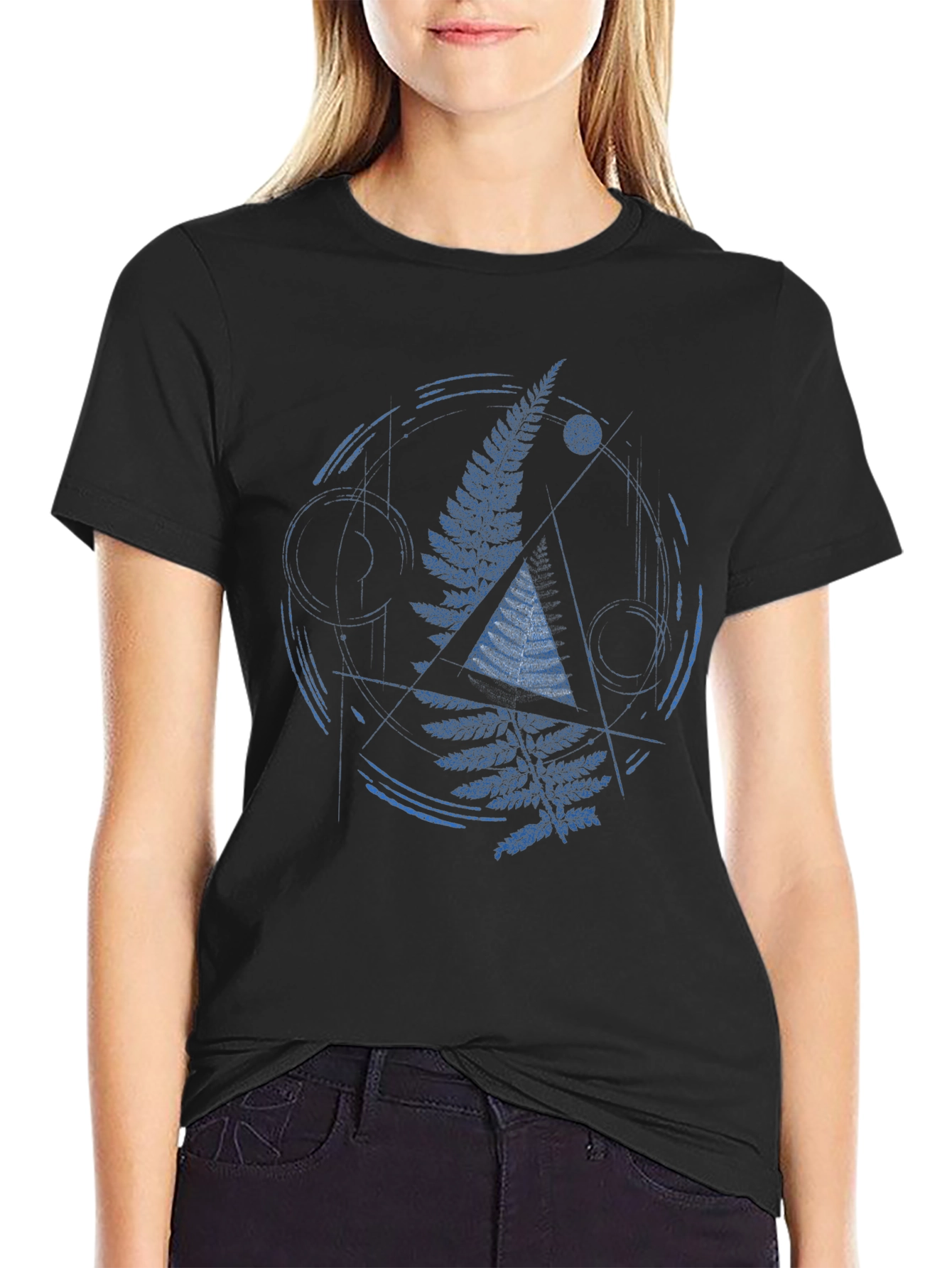 Geometric Fern Graphic Print Mens T-Shirt