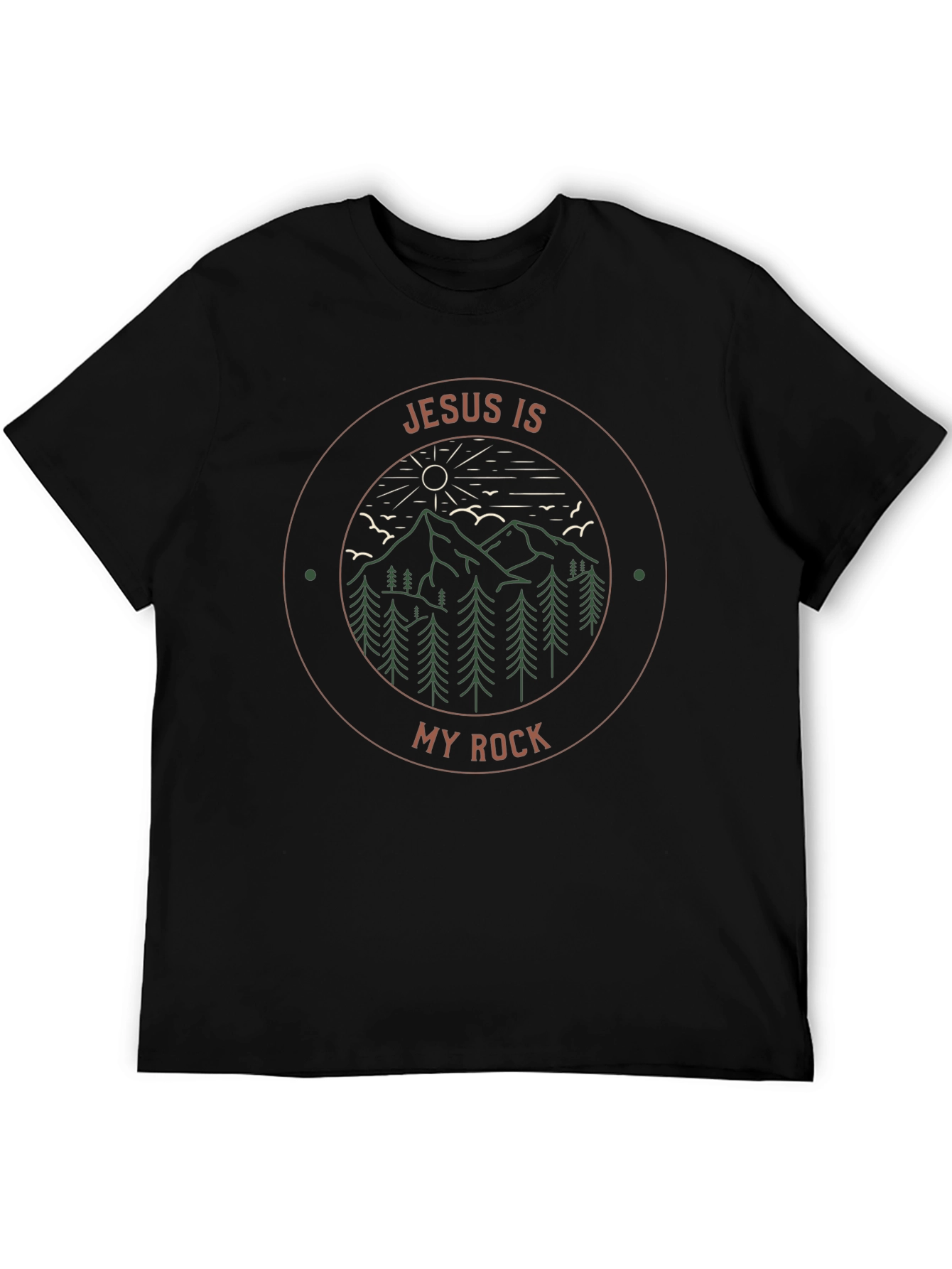 Jesus Is My Rock Graphic Tee - Mountain Design