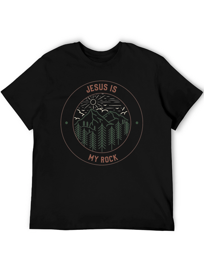 Jesus Is My Rock Graphic Tee - Mountain Design