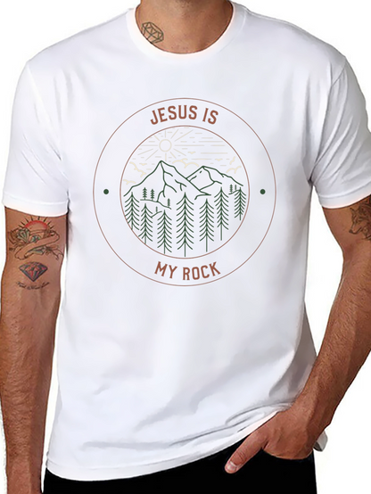 Jesus Is My Rock Graphic Tee - Mountain Design