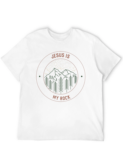 Jesus Is My Rock Graphic Tee - Mountain Design