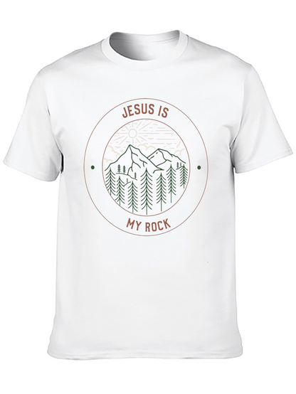 Jesus Is My Rock Graphic Tee - Mountain Design